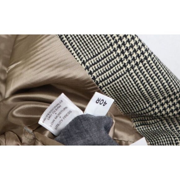 AUSTIN REED - MEN'S BLACK & BEIGE PLAID 100% WOOL BLAZER JACKET - SIZE 40R - Picture 7 of 8